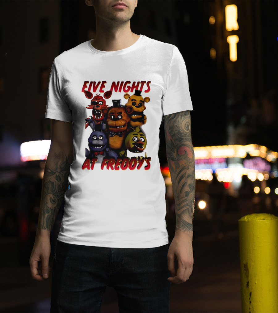 Five Nights At Freddy's Cartoon Characters Freddy Bonnie Chica Foxy T-Shirt