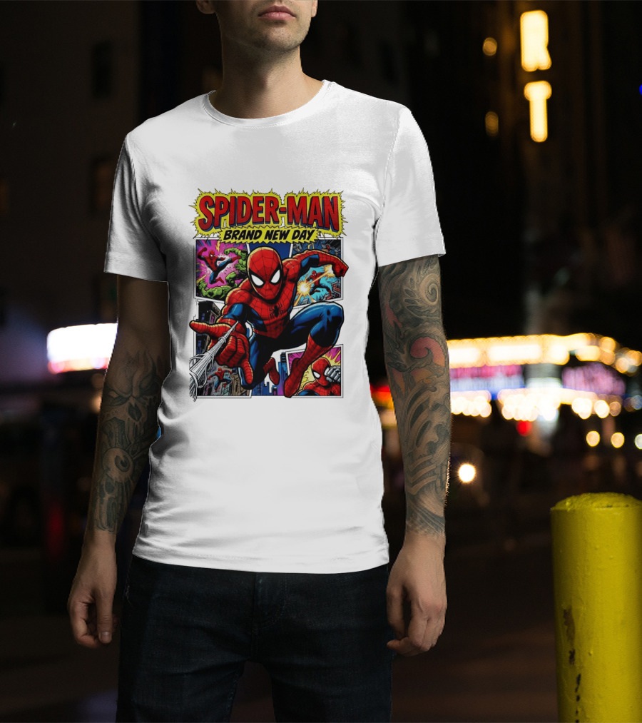 Spider Man Brand New Day Collage Marvel Comic Adventure T-Shirt