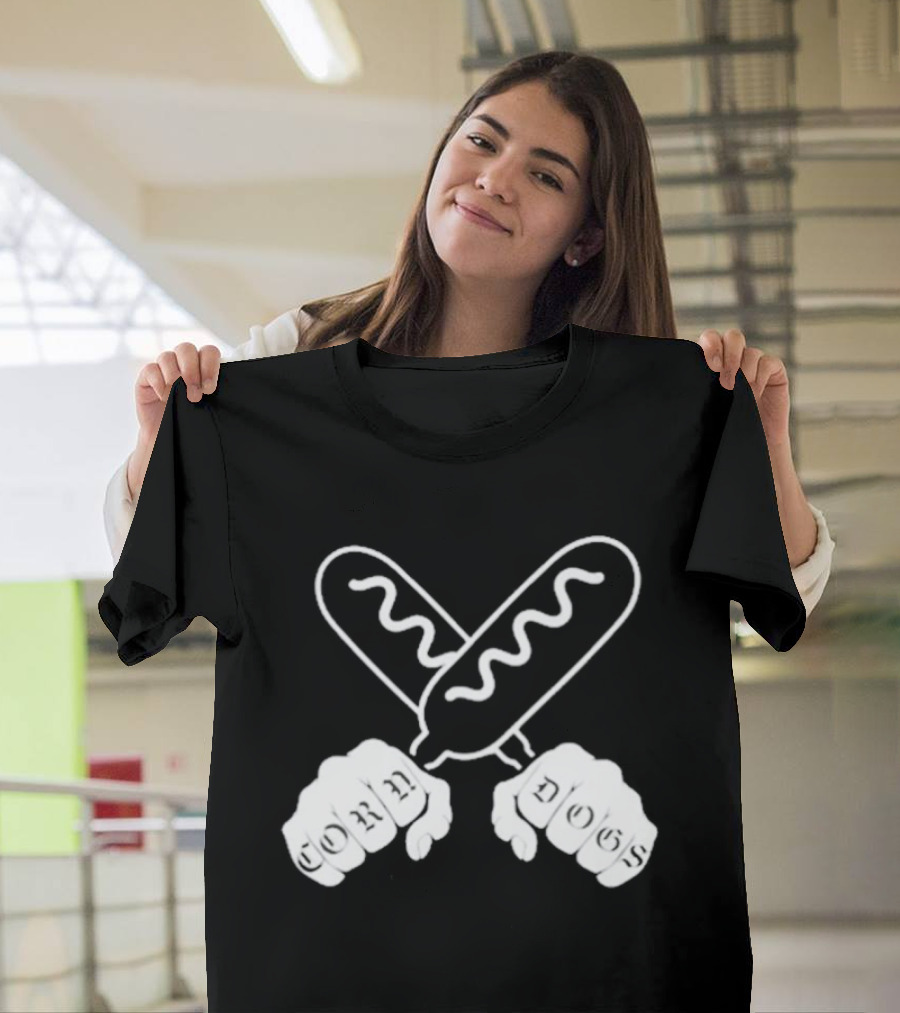 Corndog Knuckles Fun Novelty Design With Crossed Snacks And Fists T-Shirt