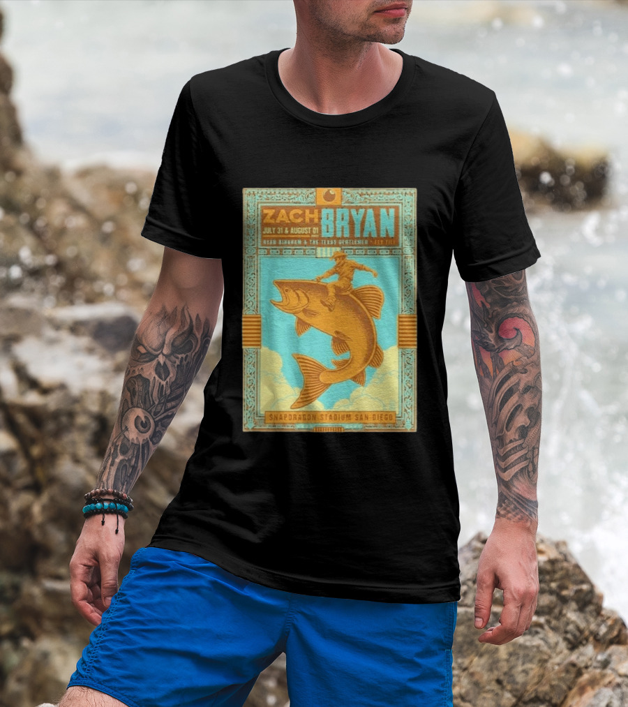 Zach Bryan July 31 August 1 Snapdragon Stadium San Diego Featuring Ryan Bingham The Texas Gentlemen Key Eli 2026 T-Shirt