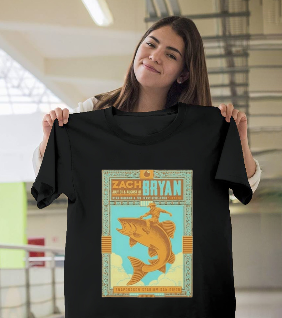 Zach Bryan July 31 August 1 Snapdragon Stadium San Diego Featuring Ryan Bingham The Texas Gentlemen Key Eli 2026 T-Shirt