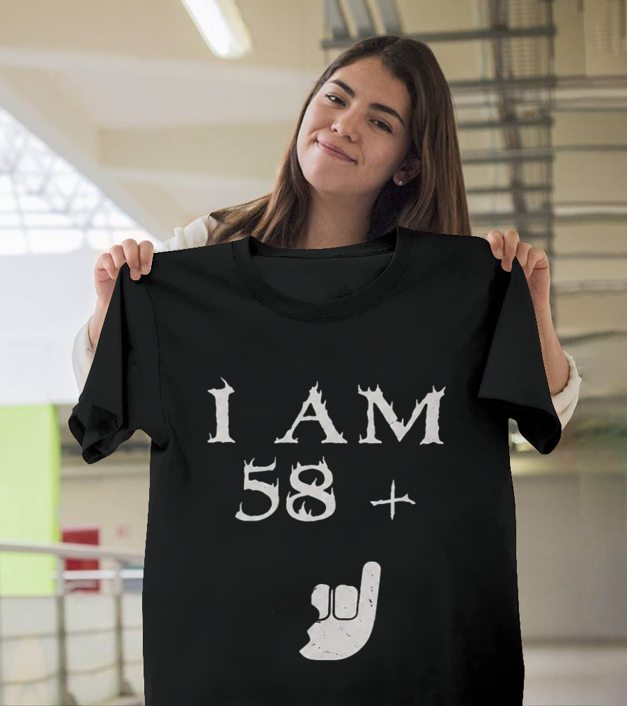 I Am 58 Plus Rock Hand Gesture T-Shirt