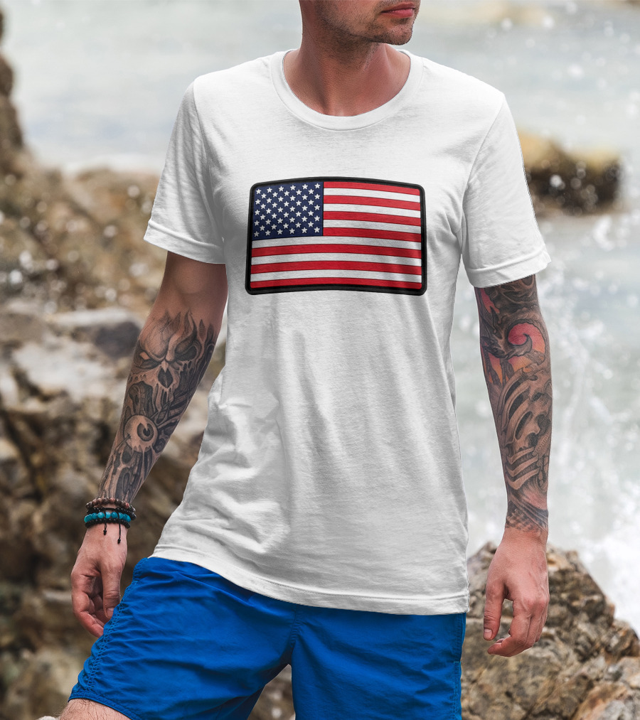 Dan Cevette American Flag Hat United States Stars And Stripes T-Shirt