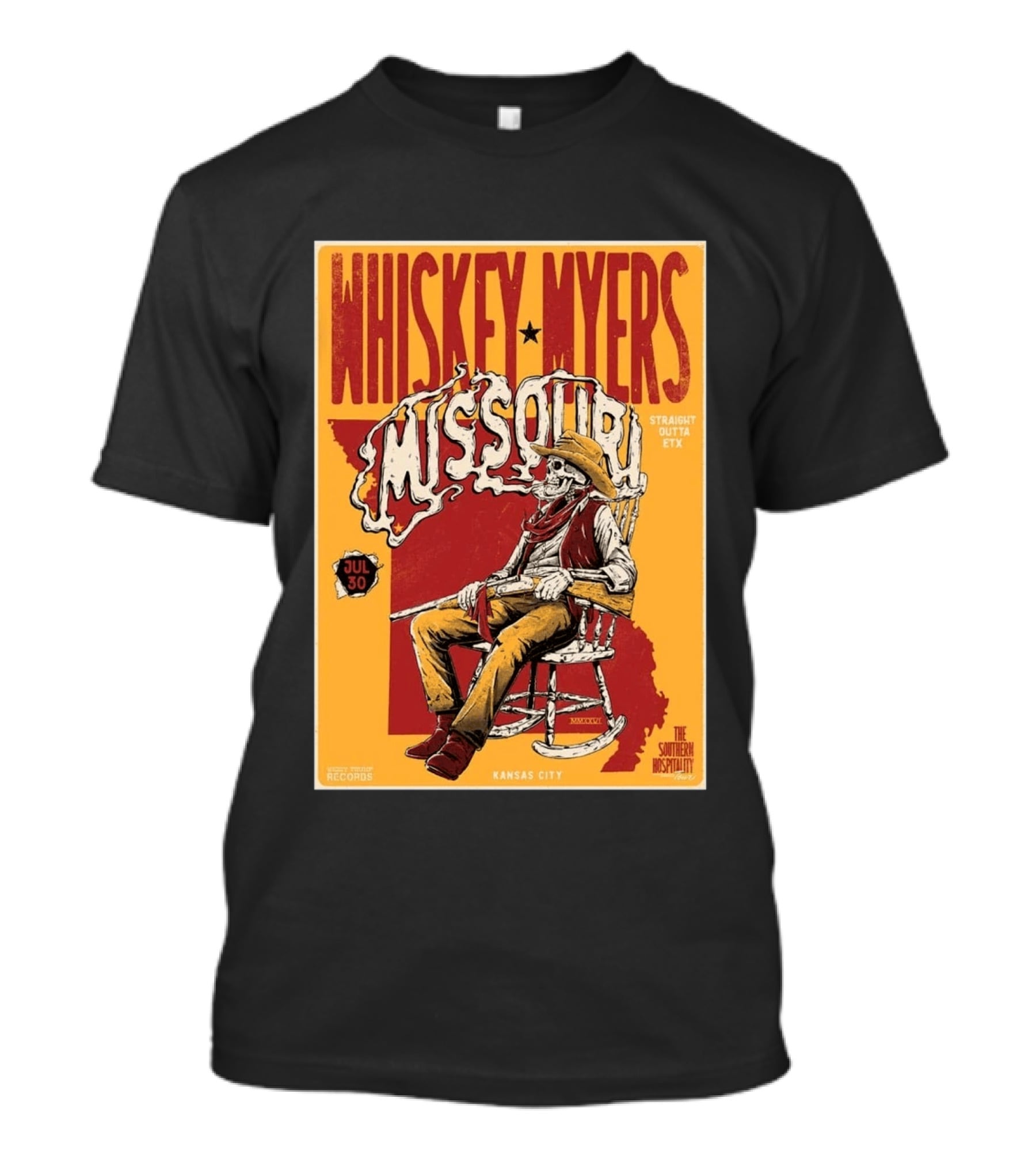 Whiskey Myers Missouri Tour 2026 Kansas City Morton Amphitheater July 30 Straight Outta ETX T-Shirt