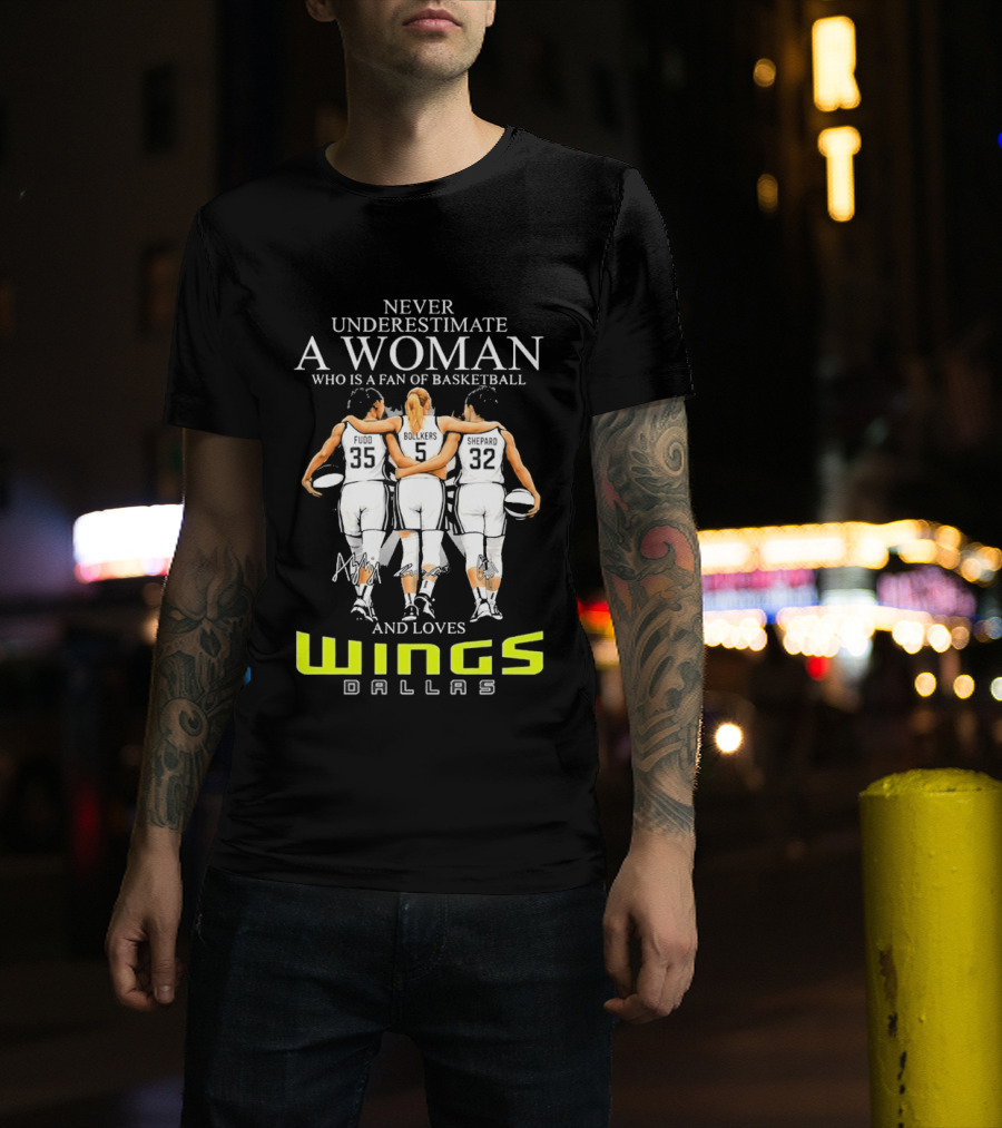 Never Underestimate A Woman Who Is A Fan Of Basketball And Loves Dallas Wings T-Shirt