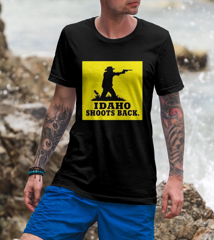 Idaho Shoots Back Cowboy Silhouette Retro Humor T-Shirt