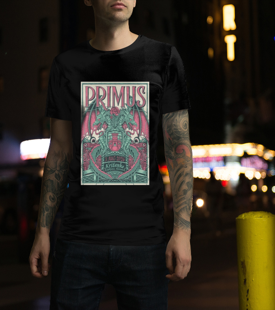 Primus Ljubljana Križanke Concert 3 Aug 2026 Double Dragon T-Shirt
