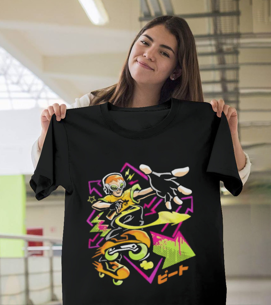 Jet Set Radio Beat Character Keep Rollin Neon Graffiti T-Shirt