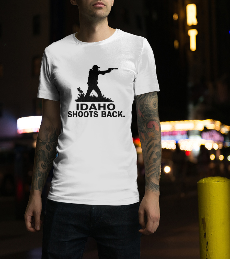 Idaho Shoots Back Silhouette Hunter With Gun T-Shirt