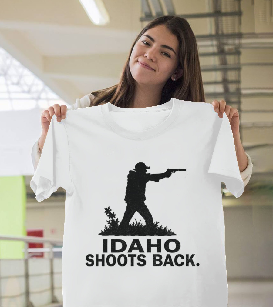Idaho Shoots Back Silhouette Hunter With Gun T-Shirt