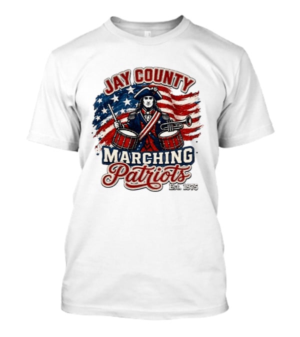 Jay County Marching Patriots Est 1975 American Flag Drummer T-Shirt