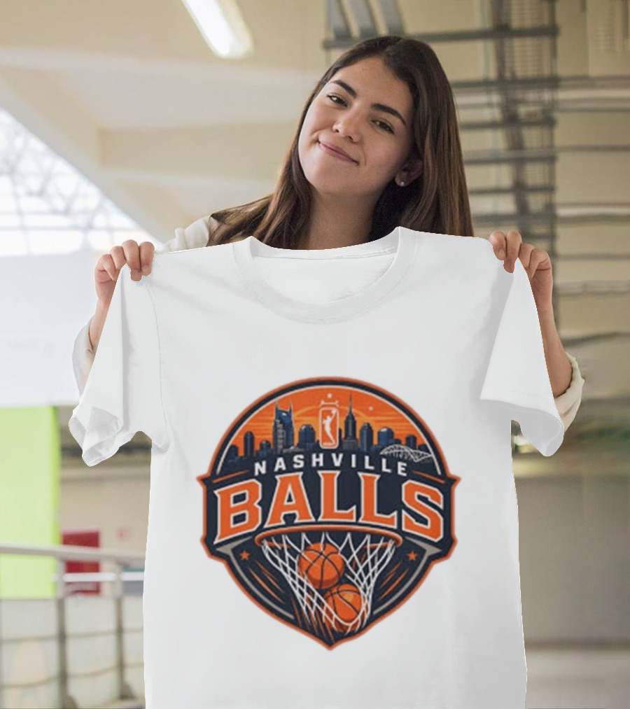 Nashville Balls Skyline Basketball Logo Cityscape T-Shirt