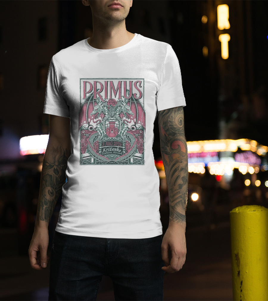 Primus 3 Aug 2026 Križanke Ljubljana Slovenia Event Dragons And Castle T-Shirt