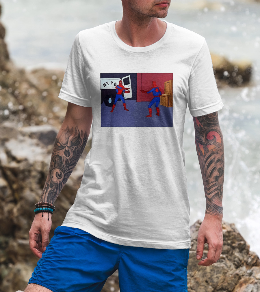 NYPD Spider Man Pointing Meme Twins Scene T-Shirt