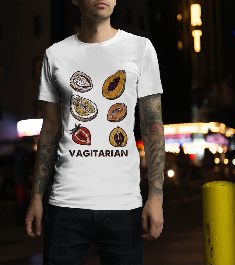 Vagitarian Fruit Humor Strawberry Avocado Papaya Illustrations T-Shirt