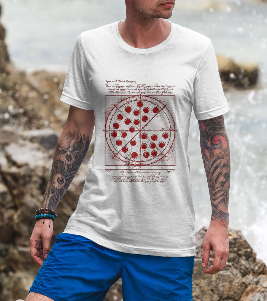 Vitruvian Pizza Leonardo Da Vinci Spider Tom Movie Pizza Drawing T-Shirt
