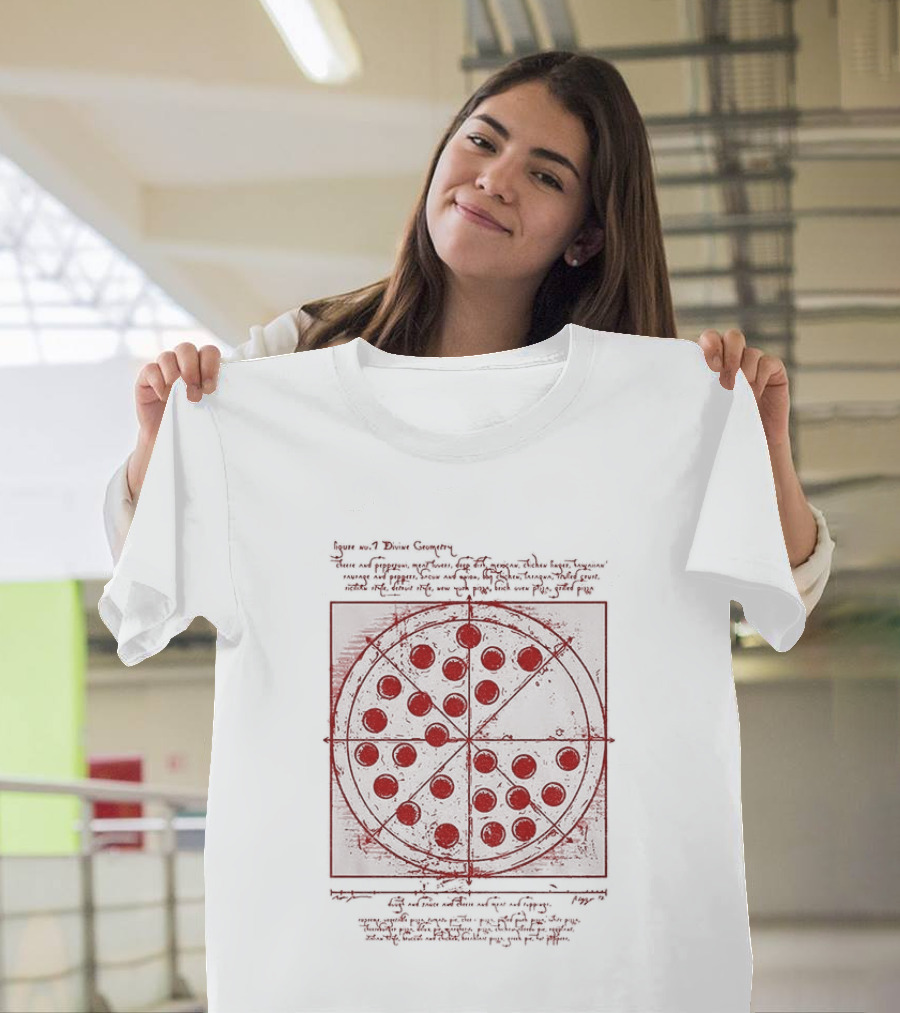 Vitruvian Pizza Leonardo Da Vinci Spider Tom Movie Pizza Drawing T-Shirt