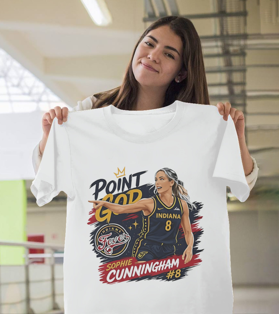 Sophie Cunningham Point God Number 8 Indiana Fever Basketball T-Shirt