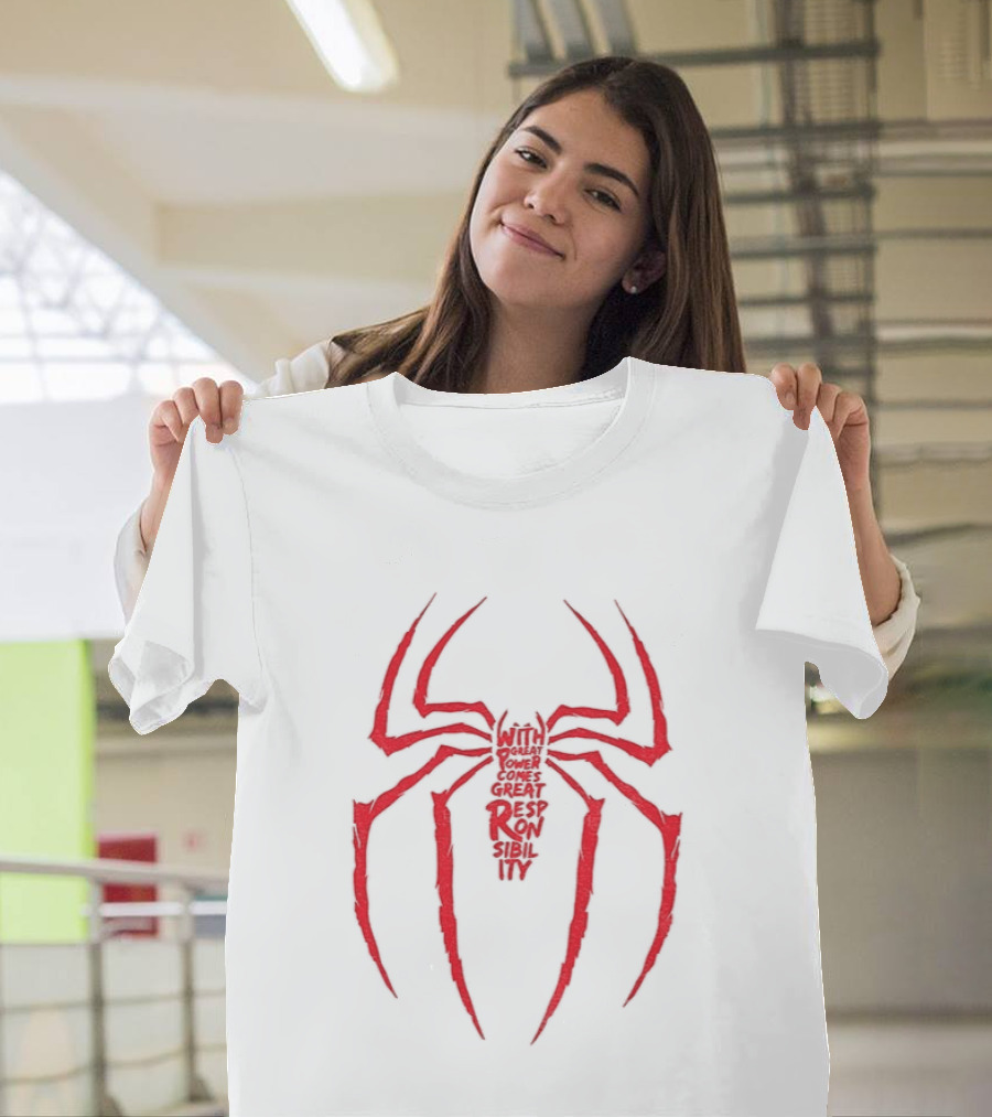 Spider Man Great Responsibility Red Symbol Superhero T-Shirt