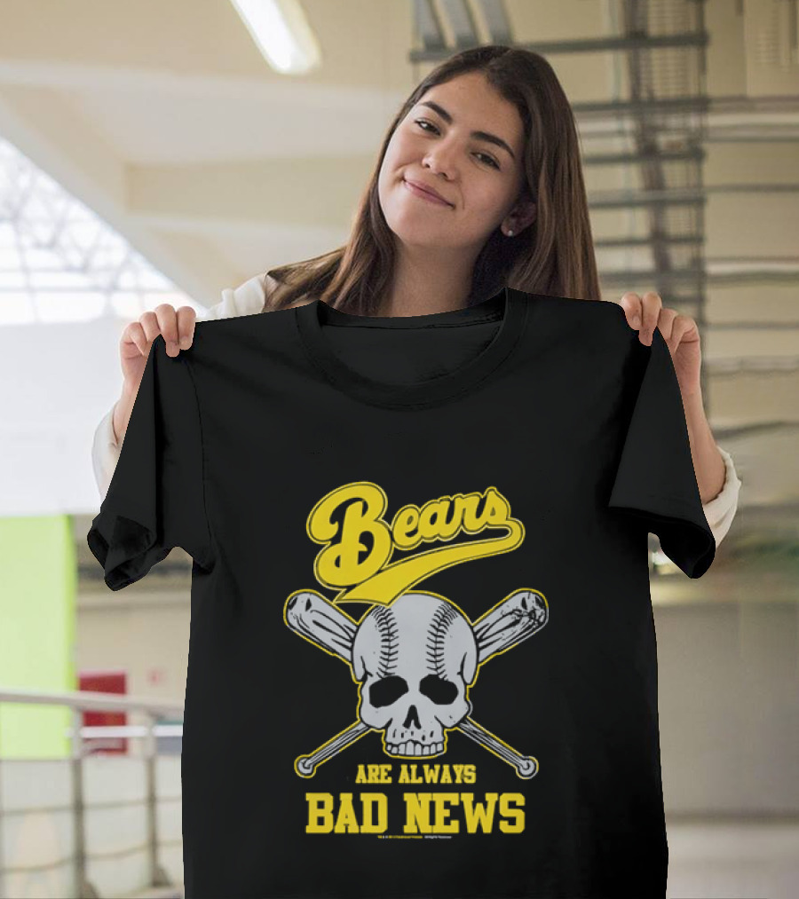Bears Are Always Bad News Baseball Skull Crossed Bats T-Shirt