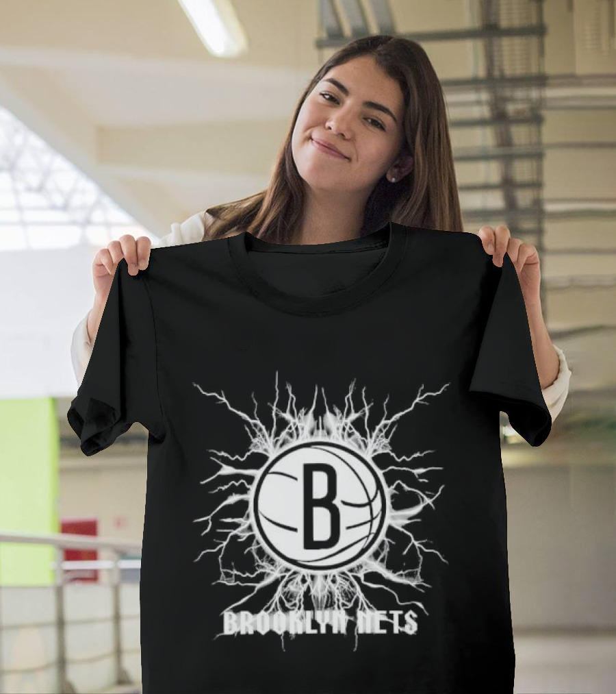Brooklyn Nets B Lightning Basketball Burst T-Shirt