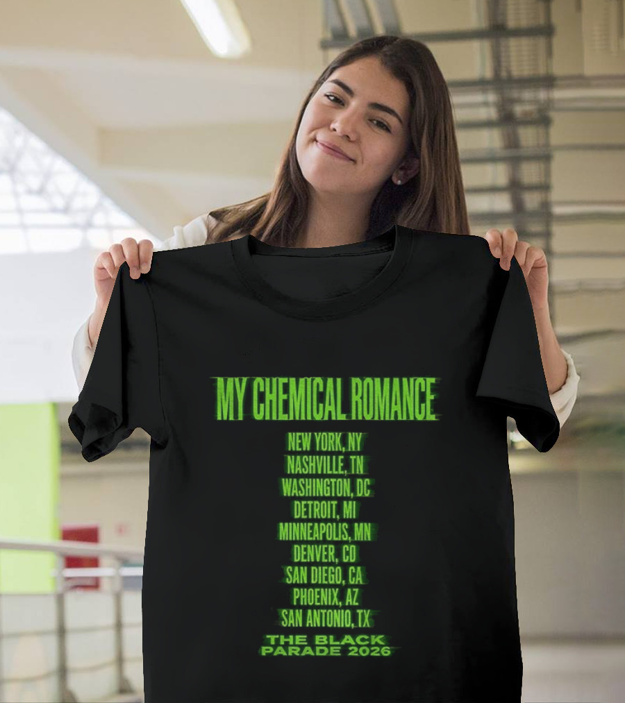 My Chemical Romance The Black Parade 2026 New York City Nashville Washington Detroit Minneapolis Denver San Diego Phoenix San Antonio Tour Dates T-Shirt