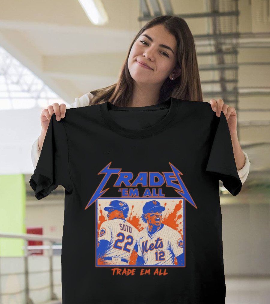 New York Mets Trade Em All Soto Heavy Metal Splatter Player Photos T-Shirt