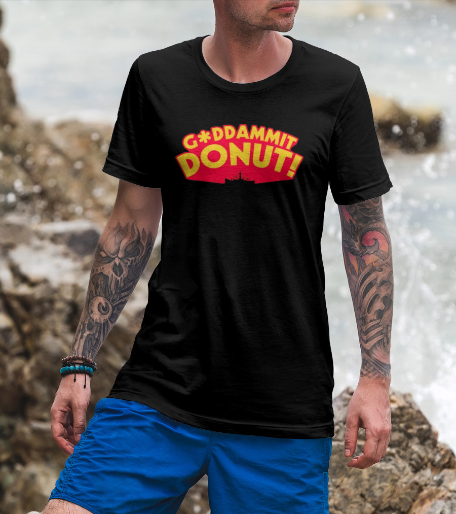 Gddammit Donut Goddammit Crown Starburst Red Yellow T-Shirt