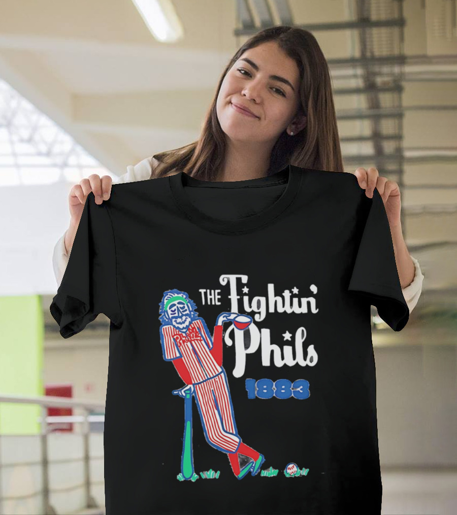 Phillies The Fightin' Phils 1883 Vintage Baseball Character With Bat And Ball T-Shirt