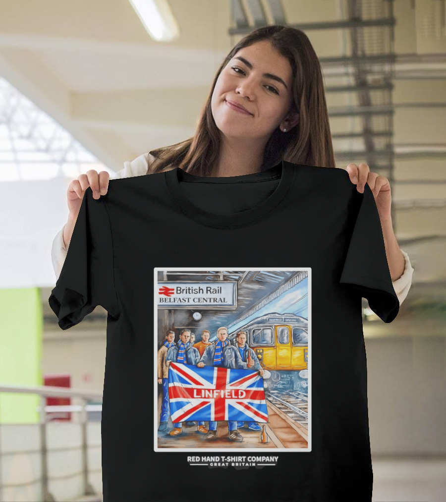 British Rail Belfast Central Linfield UK Flag T-Shirt
