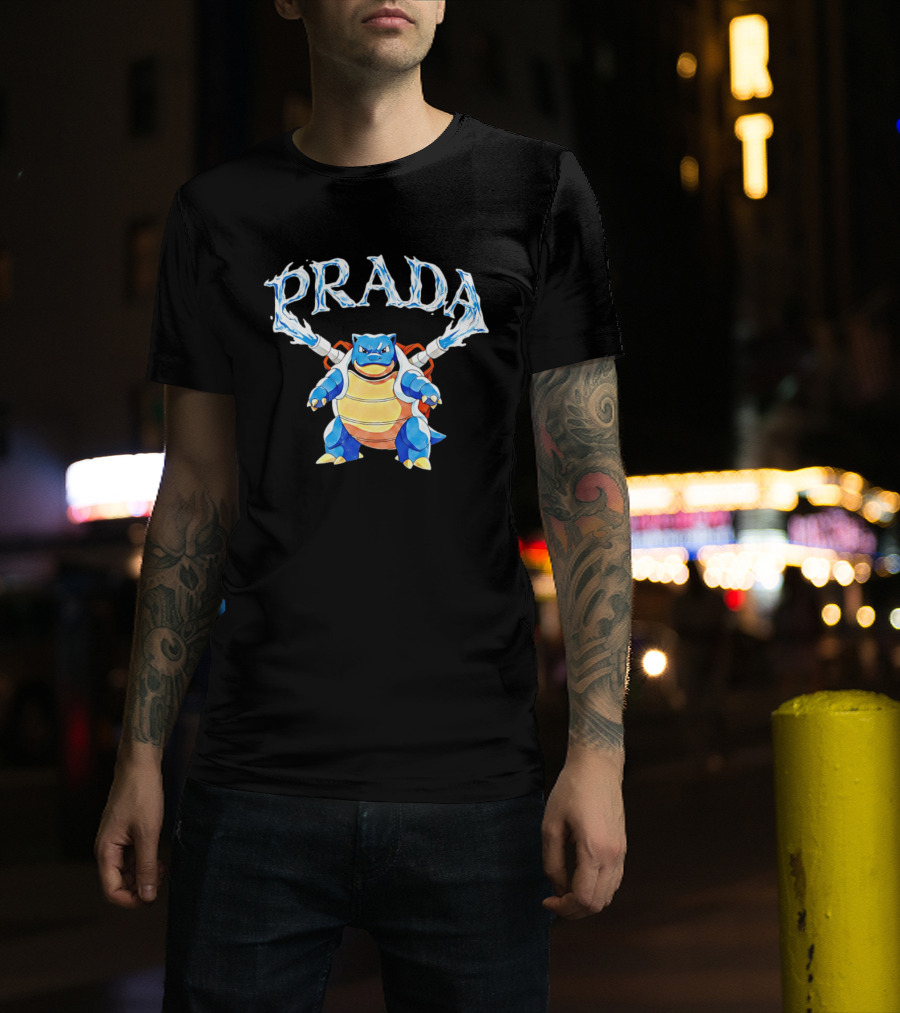 Prada Blastoise Pokemon Mashup Water Cannon T-Shirt
