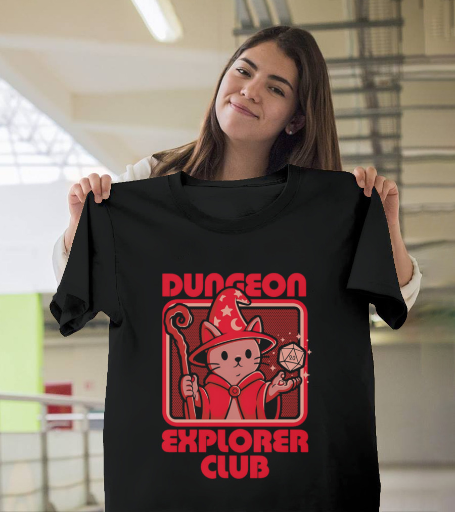 Dungeon Explorer Club RPG Mage Cat T-Shirt