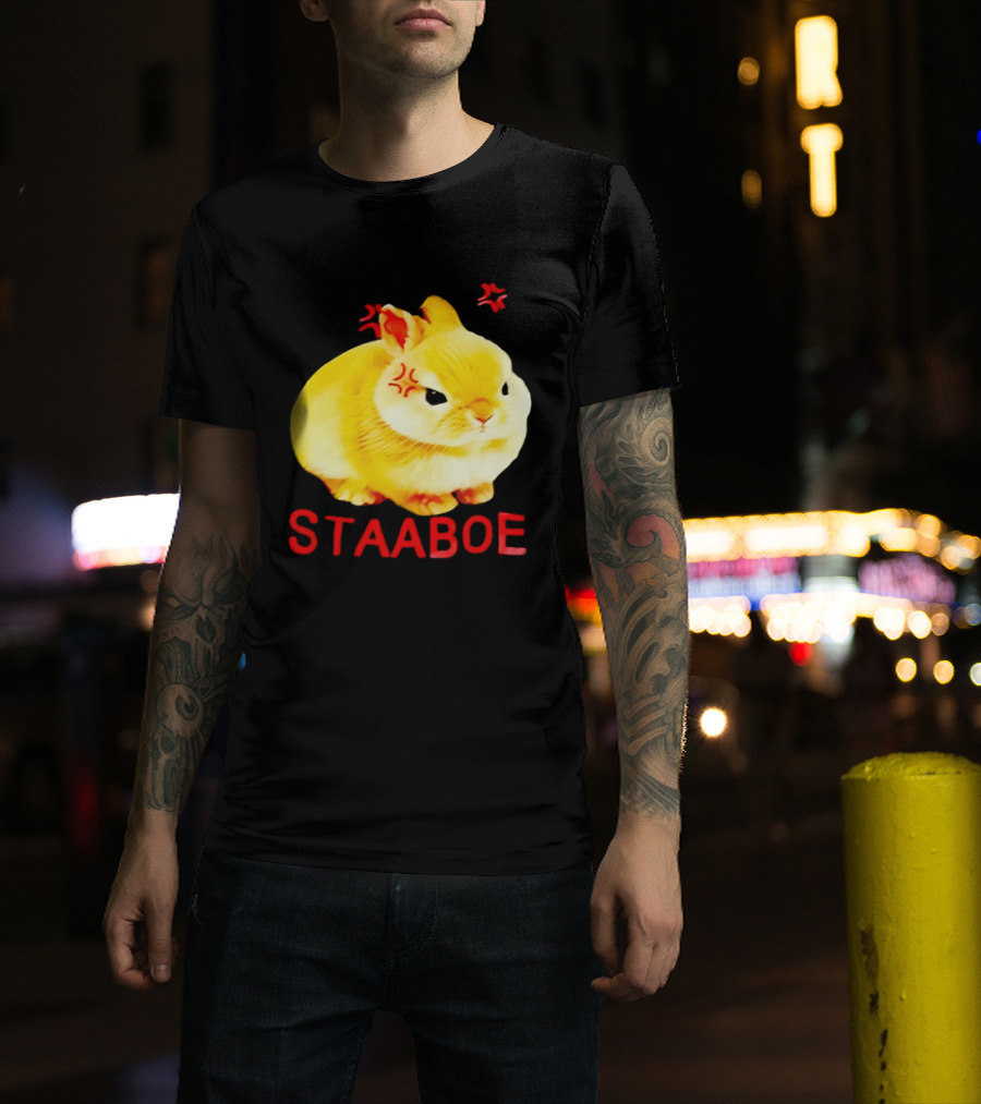 Staaboe Angry Fluffy Yellow Rabbit Red Marks T-Shirt