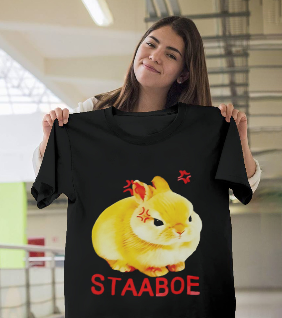 Staaboe Angry Fluffy Yellow Rabbit Red Marks T-Shirt