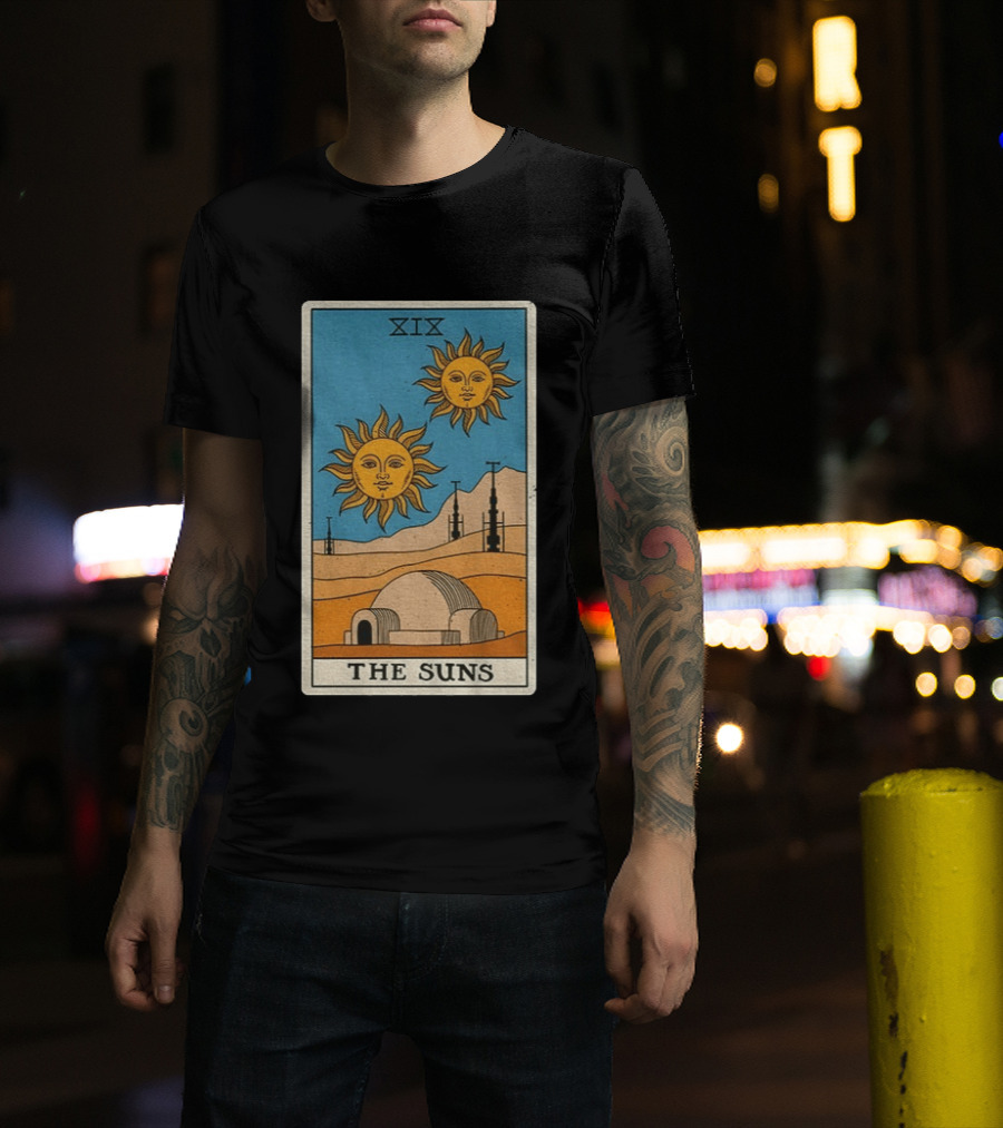 XIX The Suns Twin Suns Tarot Card Star Wars Tatooine Desert Dome T-Shirt