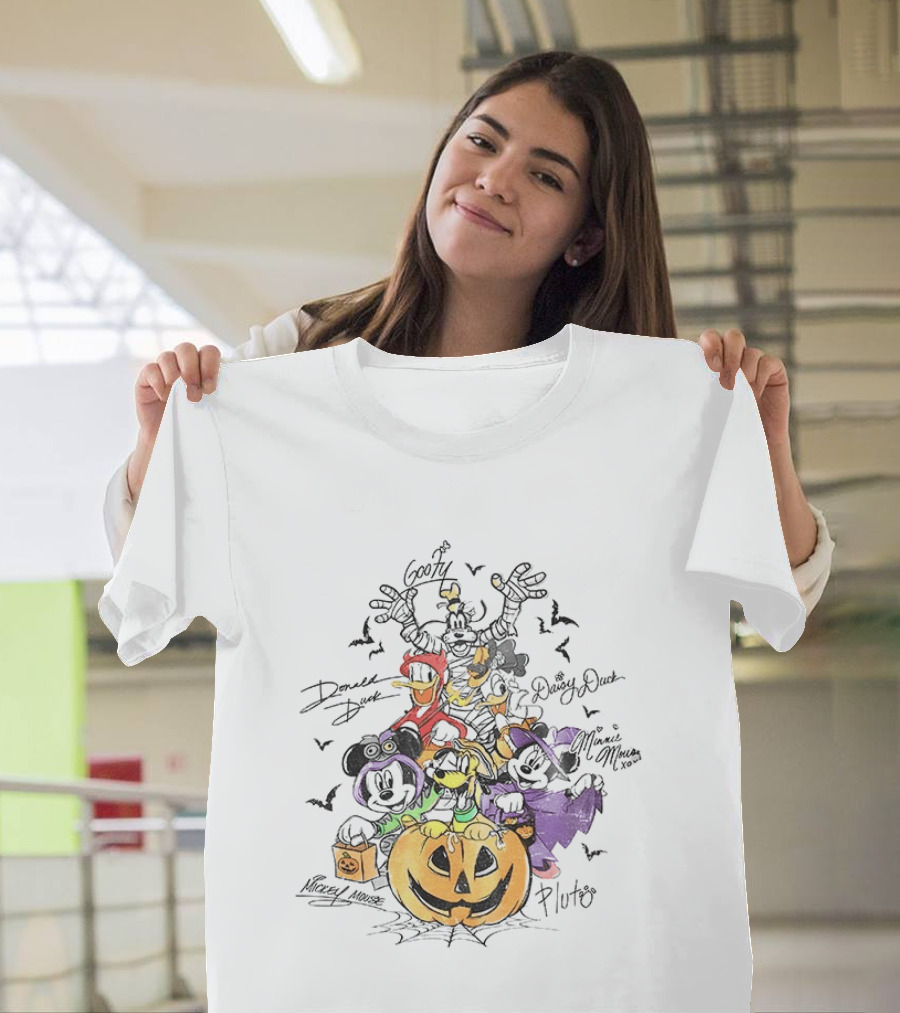 Mickey Minnie Donald Goofy Pluto Daisy Halloween Pumpkin Costume Bash T-Shirt