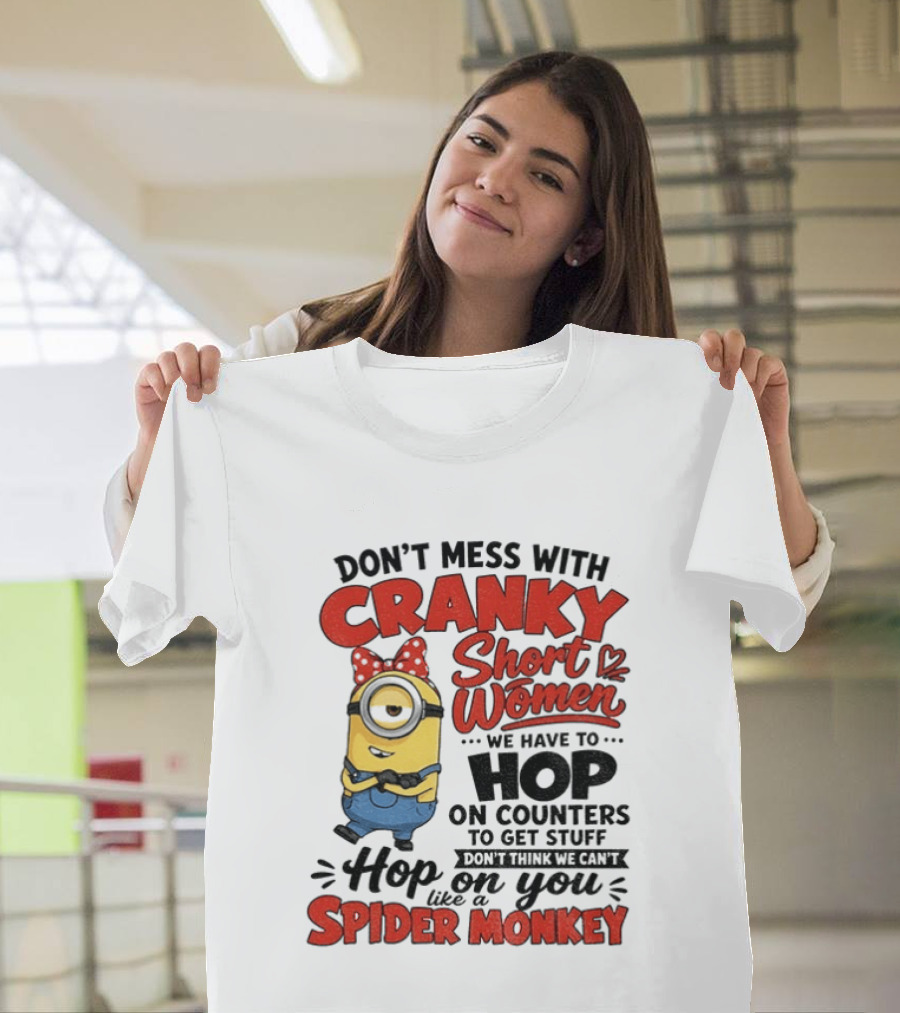 Minion Cranky Short Women Hop On Counters Spider Monkey T-Shirt
