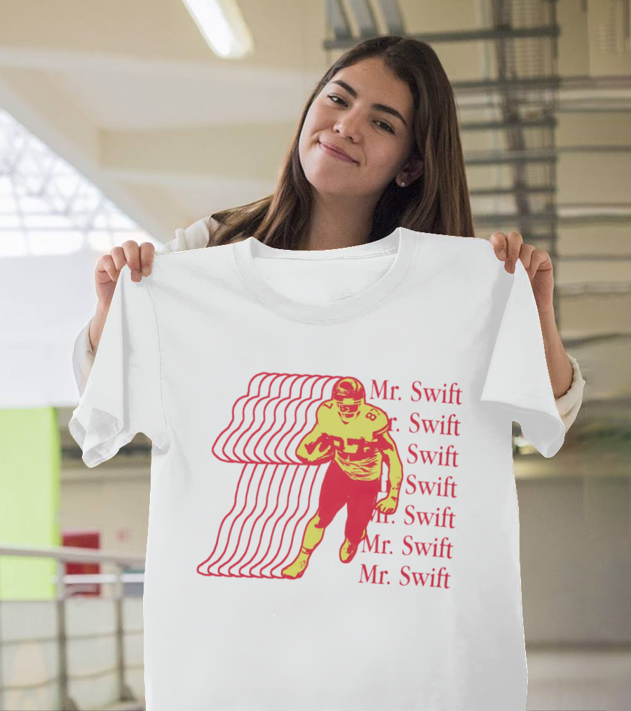Mr. Swift Travis Kelce Football Player Graphic With Psychedelic Wave T-Shirt