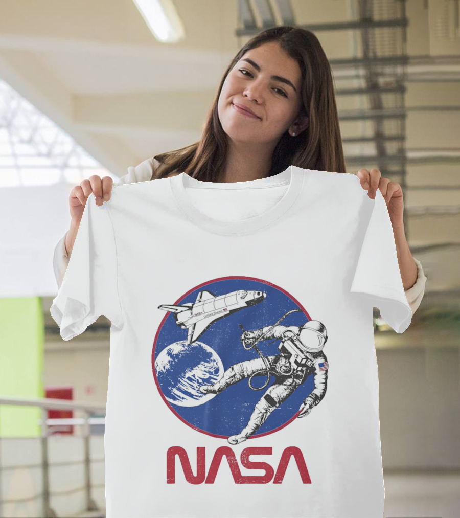 NASA Space Shuttle And Astronaut Earth Scene T-Shirt