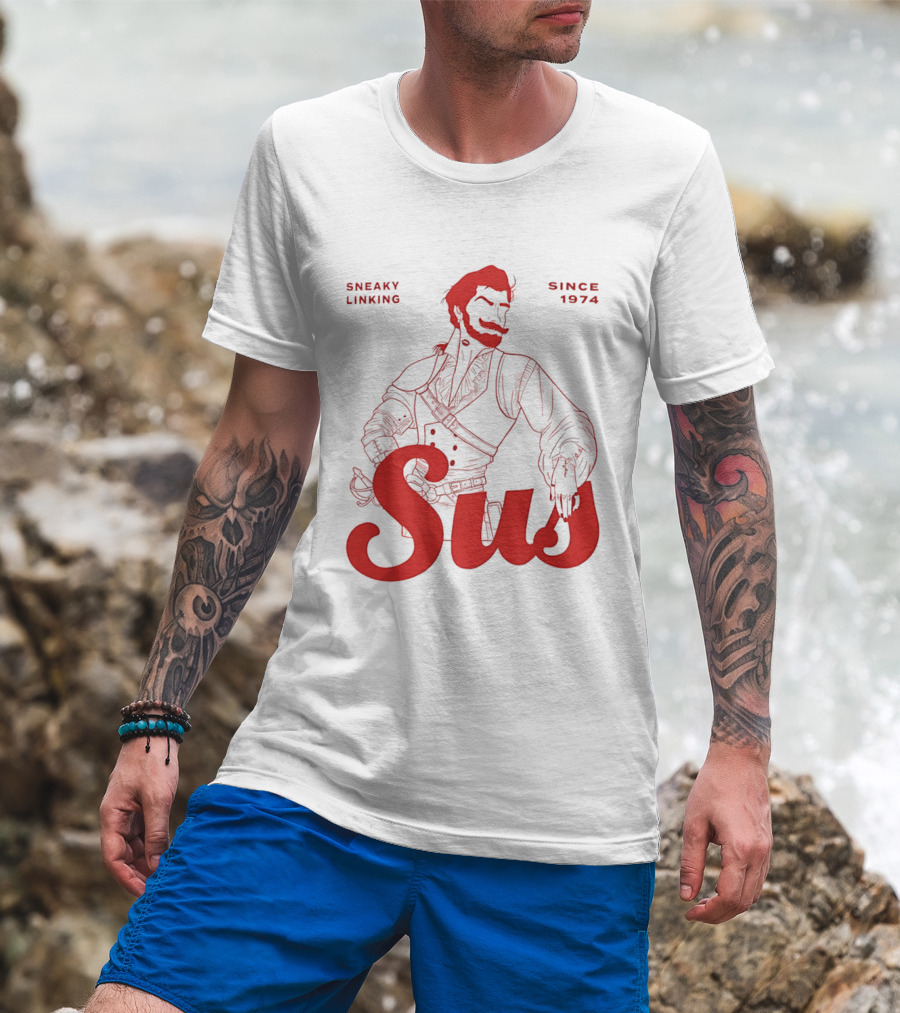Sneaky Linking Since 1974 Sus Man Red Western T-Shirt