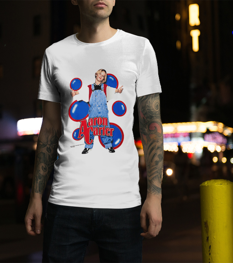 Aaron Carter Overalls Blue Red Circles Fashion T-Shirt