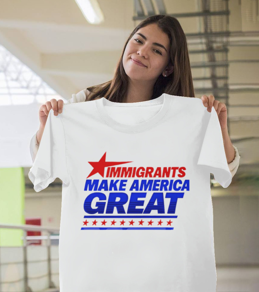Immigrants Make America Great Red Star Political Message 2026 T-Shirt
