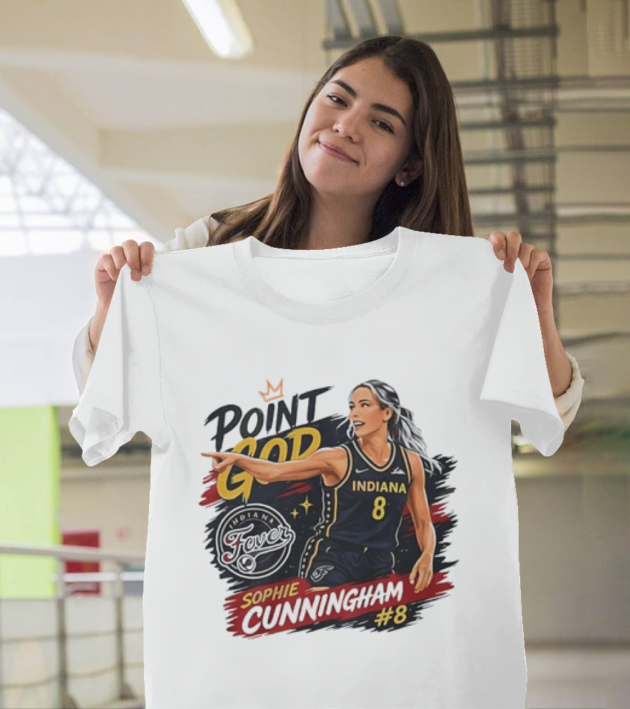 Indiana Fever WNBA Sophie Cunningham Point God #8 Basketball Player Painting T-Shirt