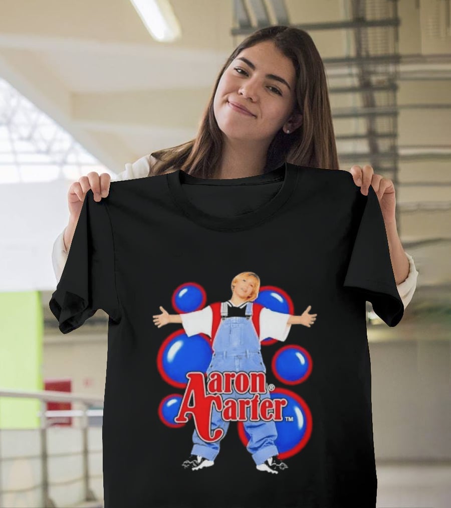 Aaron Carter Denim Overalls Bubbles Photo Bootleg T-Shirt