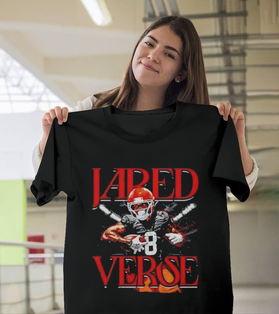 Jared Verse Number 8 Football Player Carrying Ball Distressed Bootleg T-Shirt