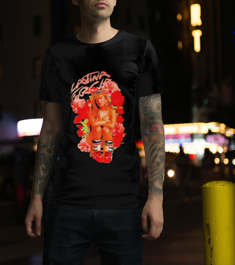 Latina Forever Woman Surrounded By Red Hibiscus With Ski Boots T-Shirt