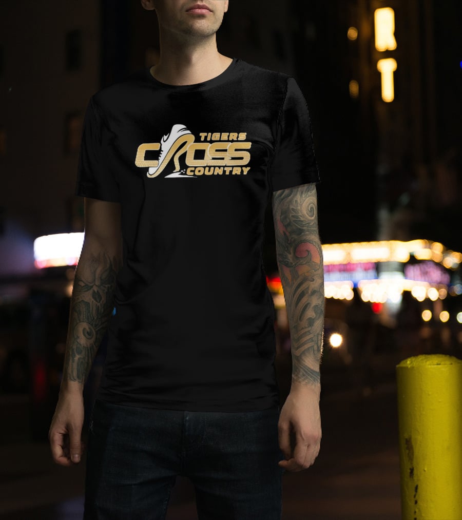 Tigers Cross Country Running Shoe Gold Brick Texture T-Shirt