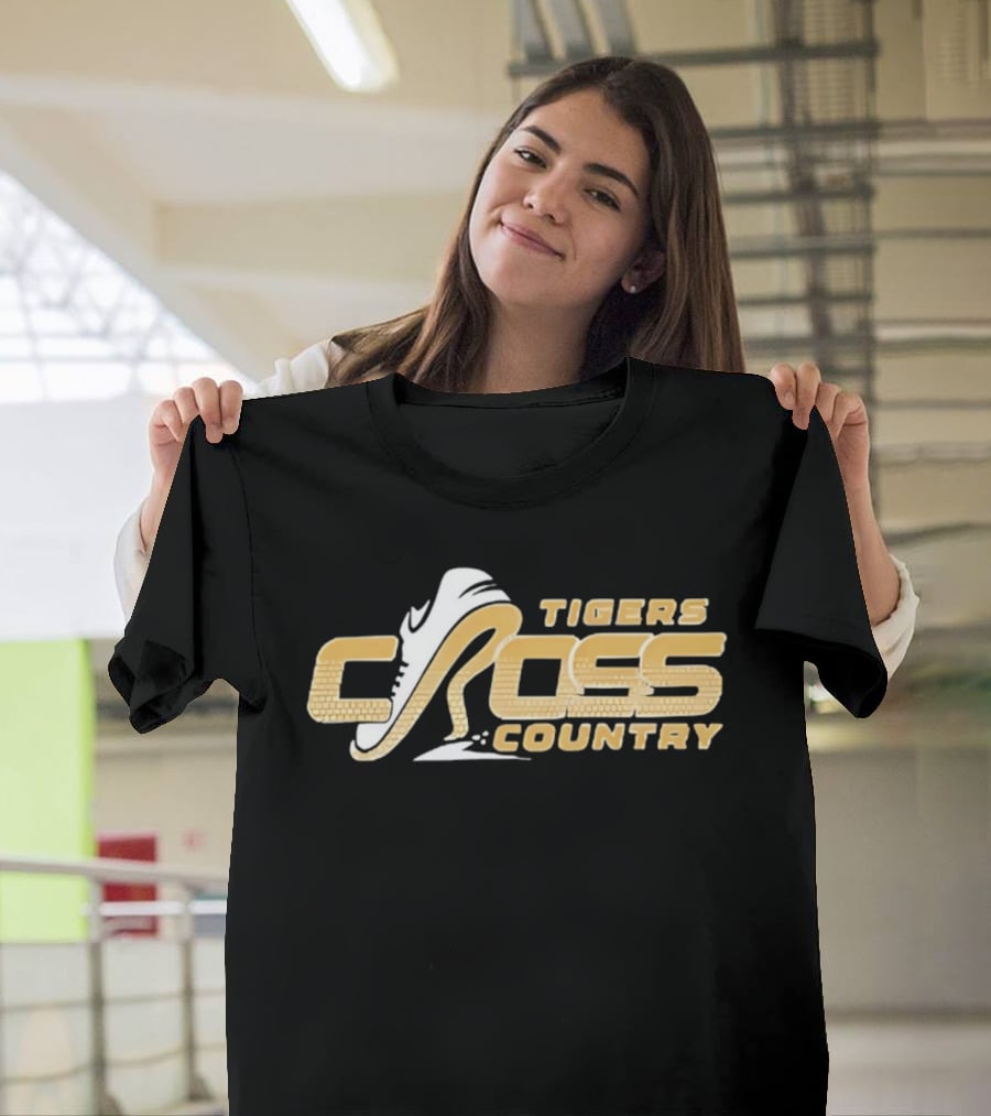 Tigers Cross Country Running Shoe Gold Brick Texture T-Shirt