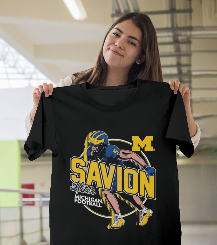 Michigan Wolverines Savion Hiter Number 5 Player Football M T-Shirt