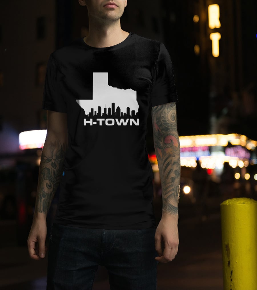 H Town Texas Map Houston Skyline T-Shirt